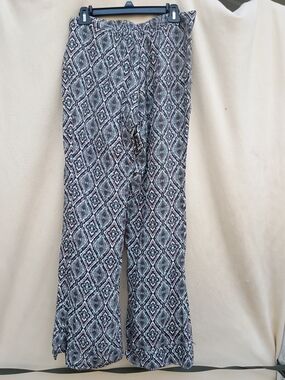 Diamond-Print Wide Leg Pants - Black & White